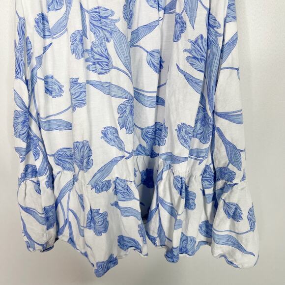 Emily McCarthy Girls M Blue White Mini Maxi Dress Tulip Twist Floral Tie Sleeves - Picture 6 of 11